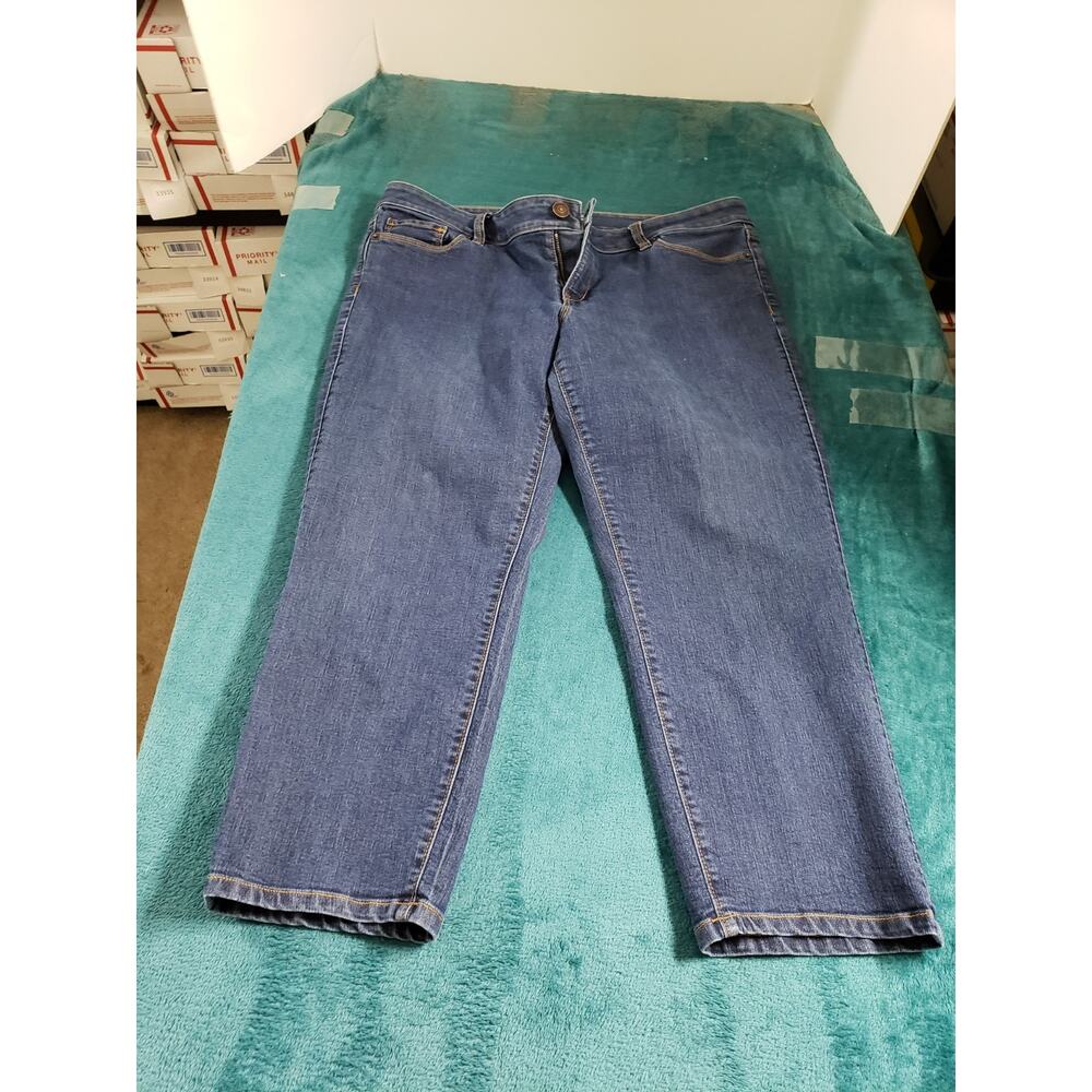 Loft Jeans Size 14 Womens Blue Denim Pants Mid Rise Ladies Modern Cropped